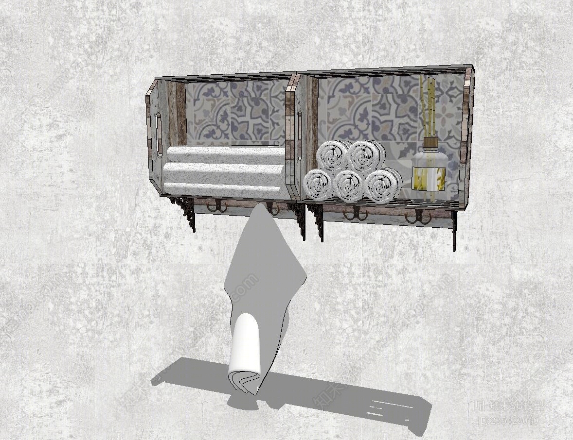 卫生间置物架毛巾架毛巾SU模型下载【ID:235423010】