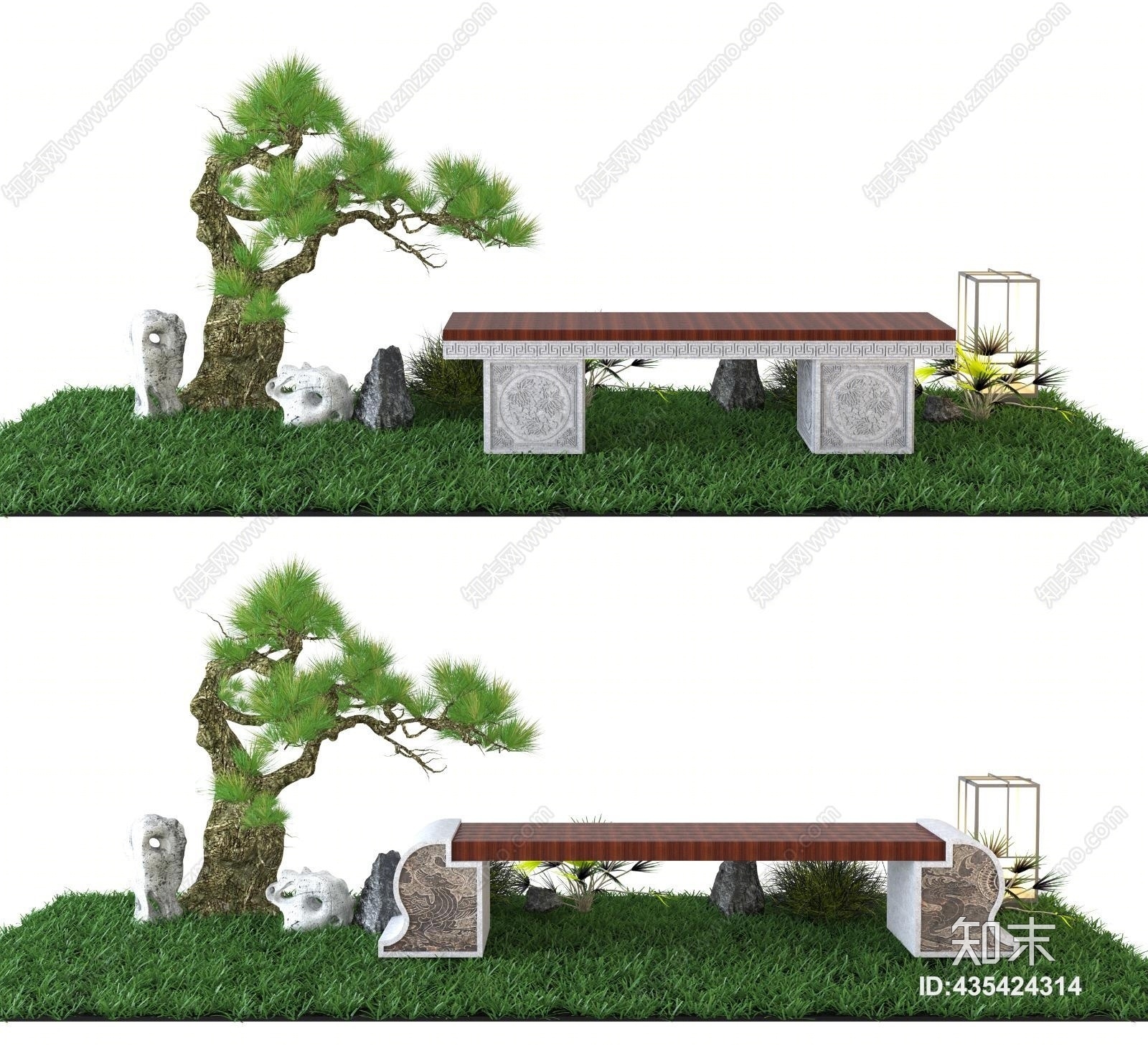 中式石凳户外石头长凳户外景观坐凳3D模型下载【ID:435424314】