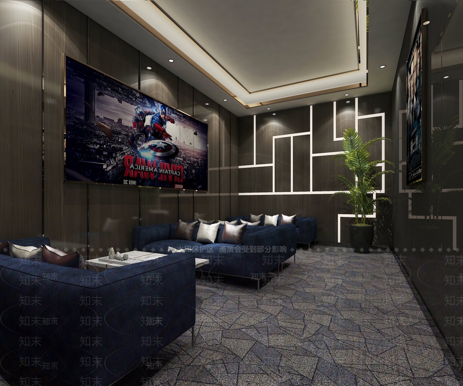 现代电影院休息室3D模型下载【ID:535435192】