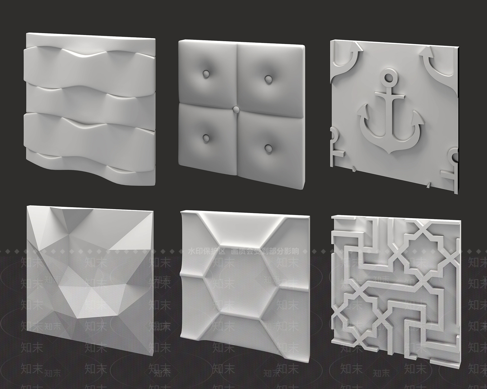 现代石膏墙面造型组合3D模型下载【ID:135439119】