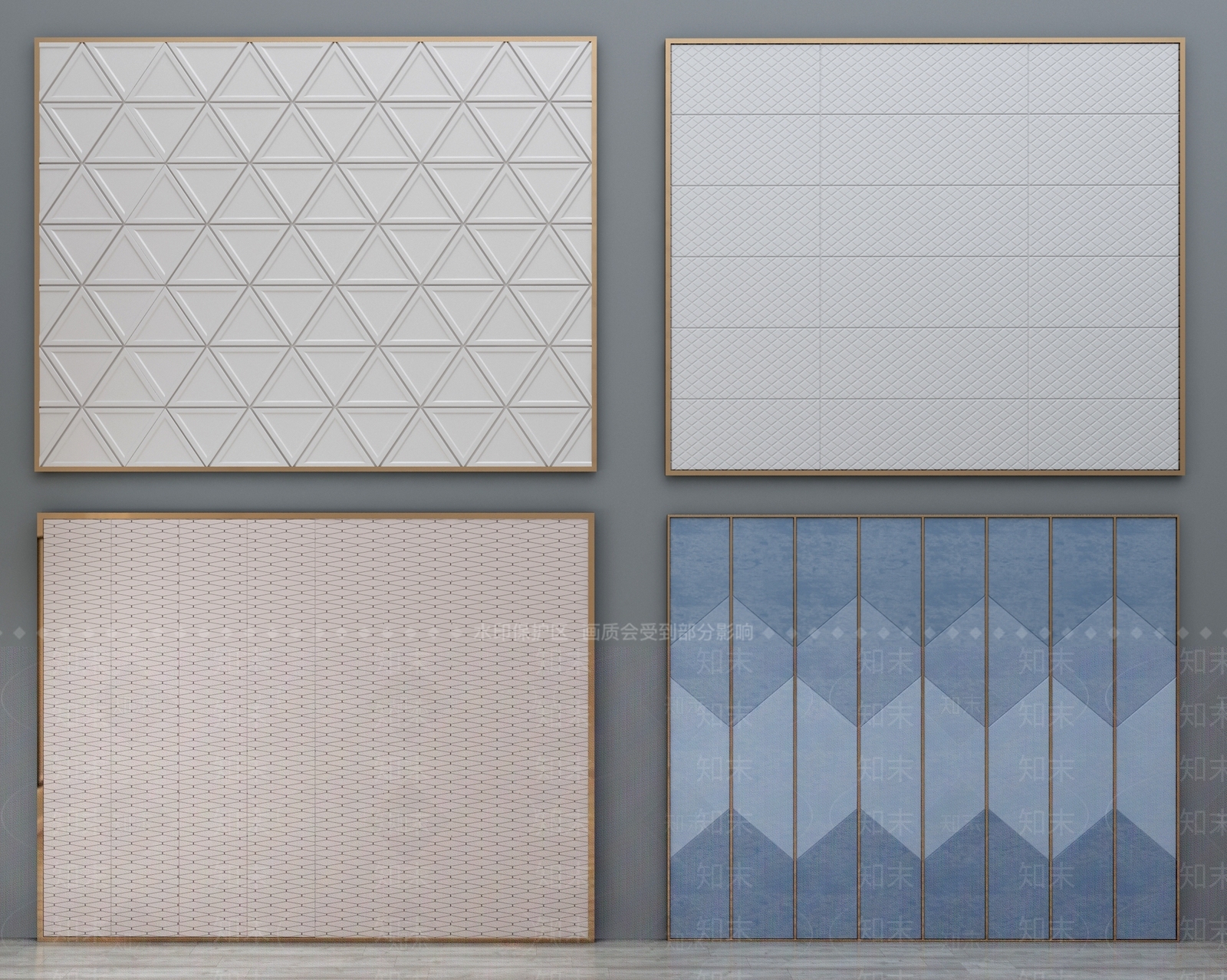 现代新中式布艺软包硬包组合3D模型下载【ID:135440184】