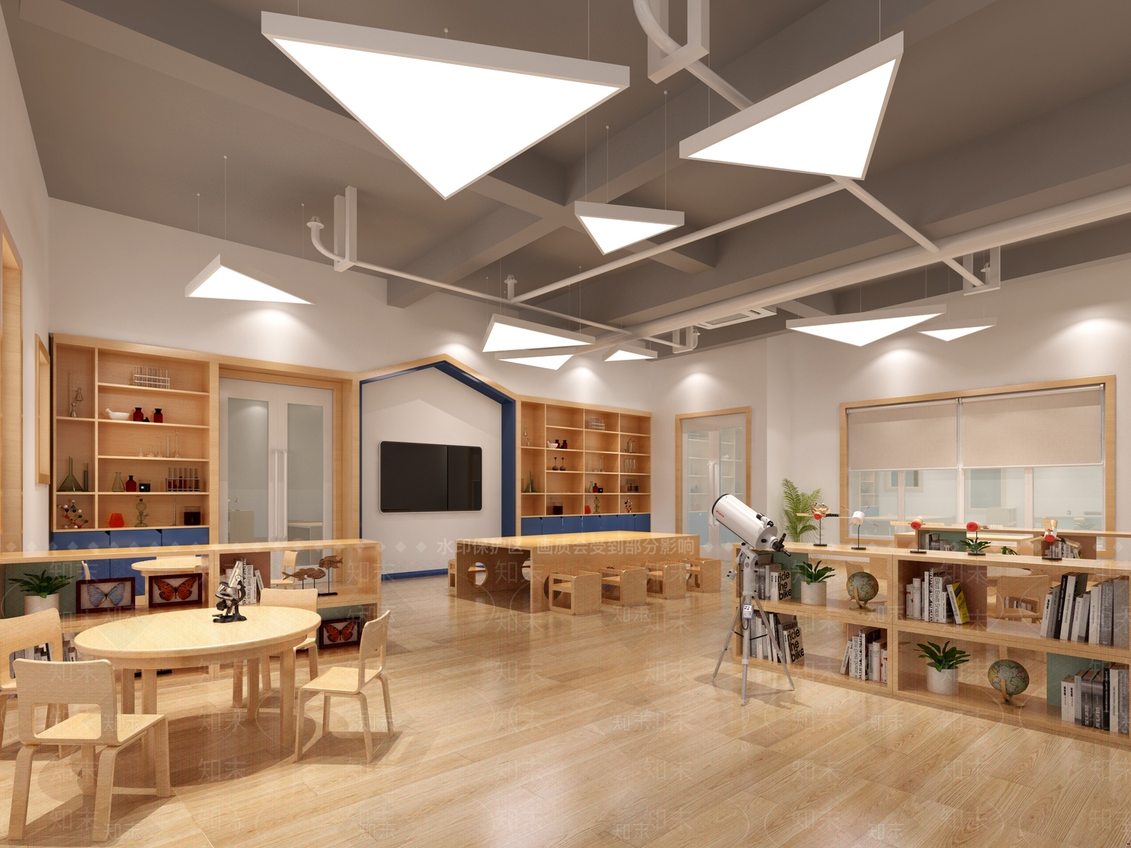 现代幼儿园活动室科学室3D模型下载【ID:535445009】