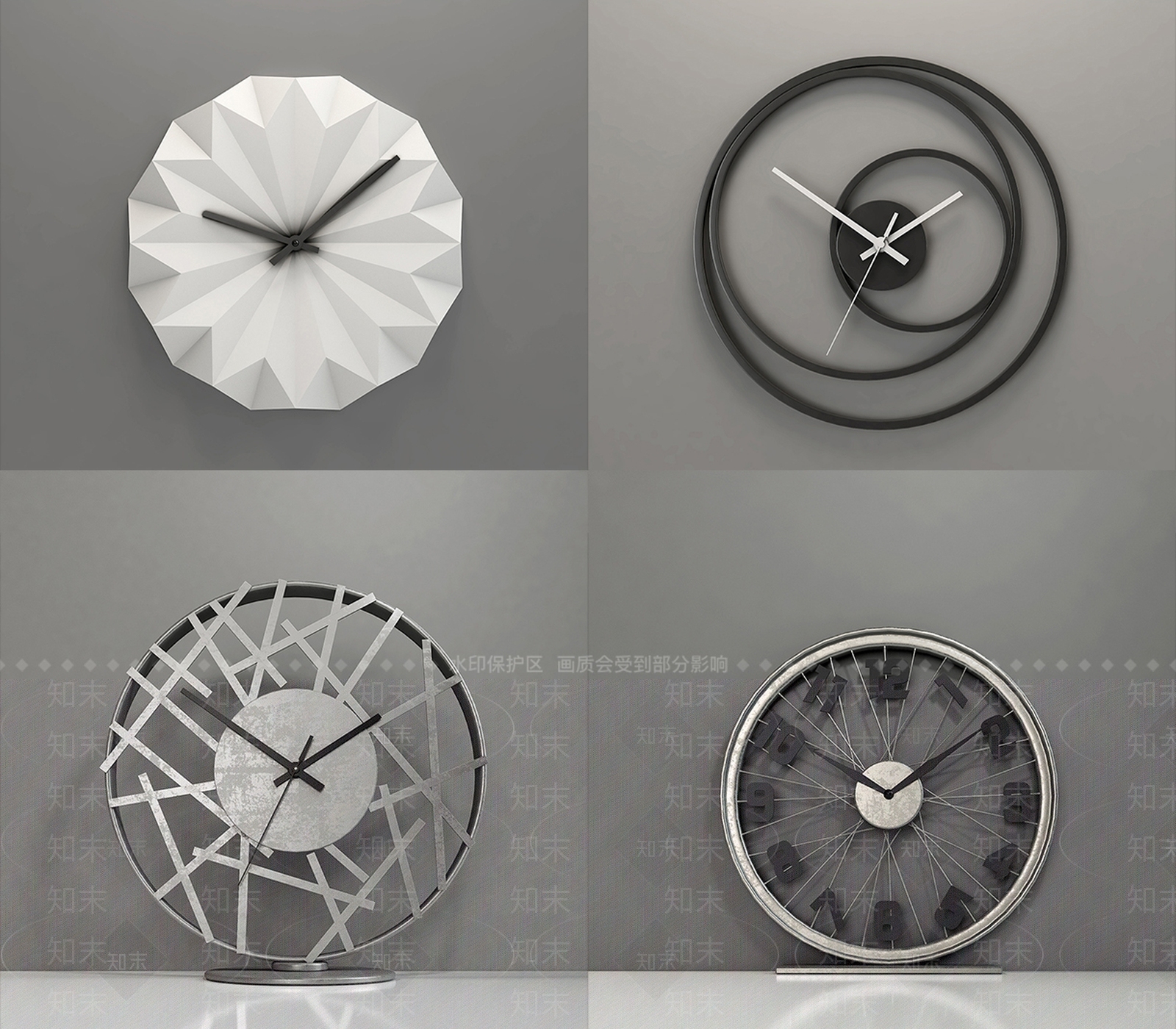 现代时钟挂件饰品摆件3D模型下载【ID:935450188】