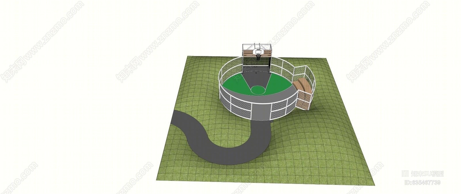 儿童篮球场儿童游乐场SU模型下载【ID:635467739】