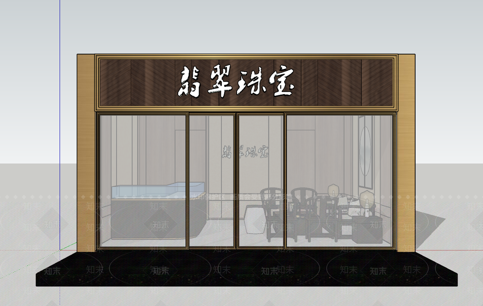 现代与中式珠宝展厅SU模型下载【ID:835488764】