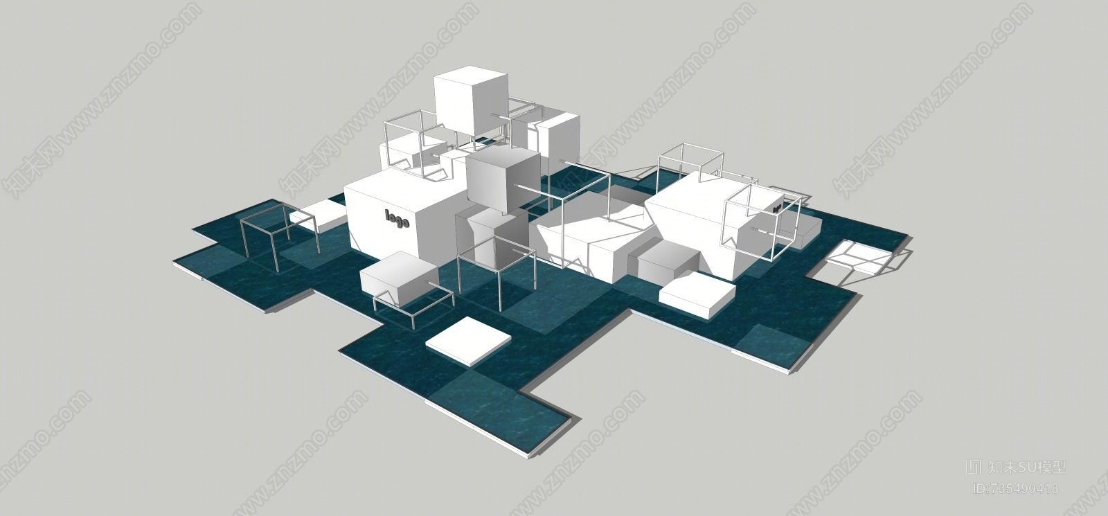 现代水景商业SU模型下载【ID:735490418】