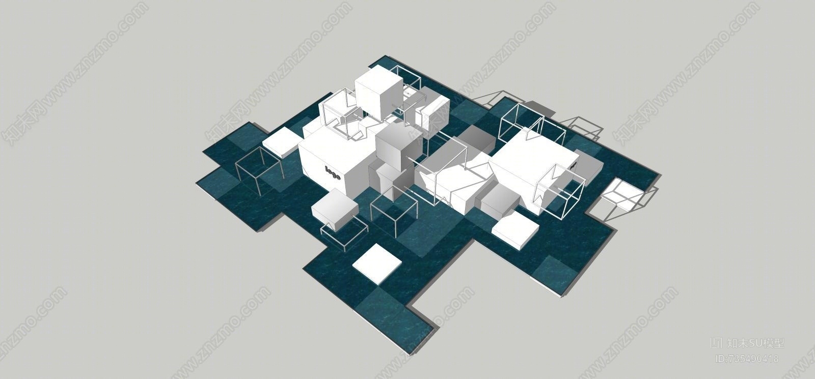 现代水景商业SU模型下载【ID:735490418】