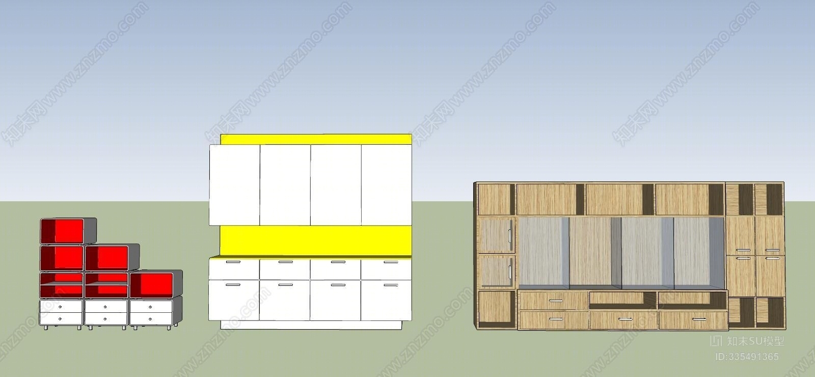 现代柜子SU模型下载【ID:335491365】