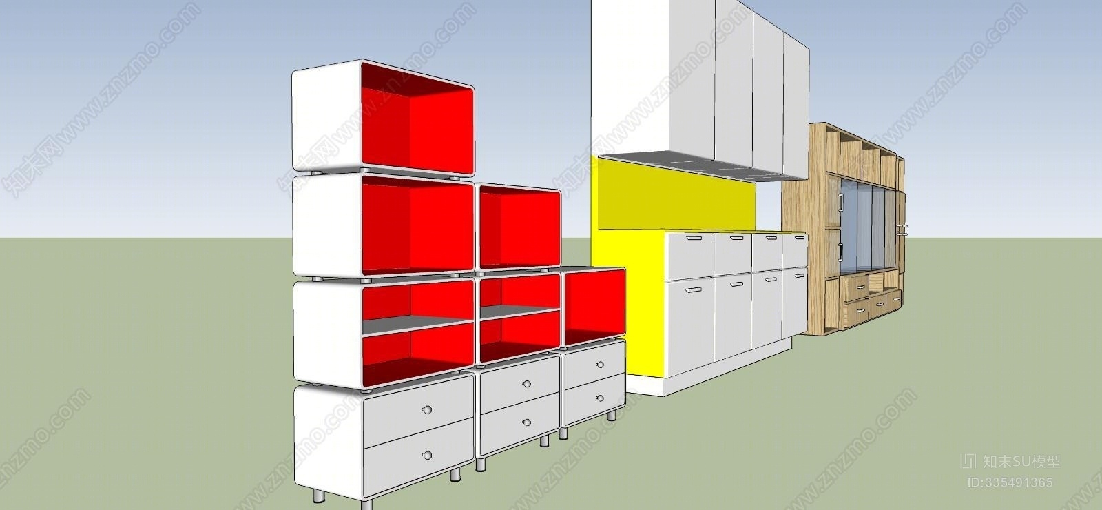 现代柜子SU模型下载【ID:335491365】