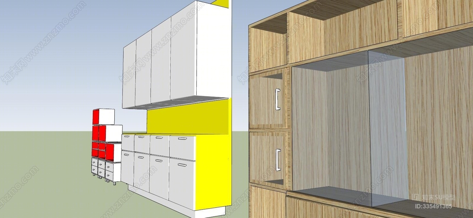 现代柜子SU模型下载【ID:335491365】