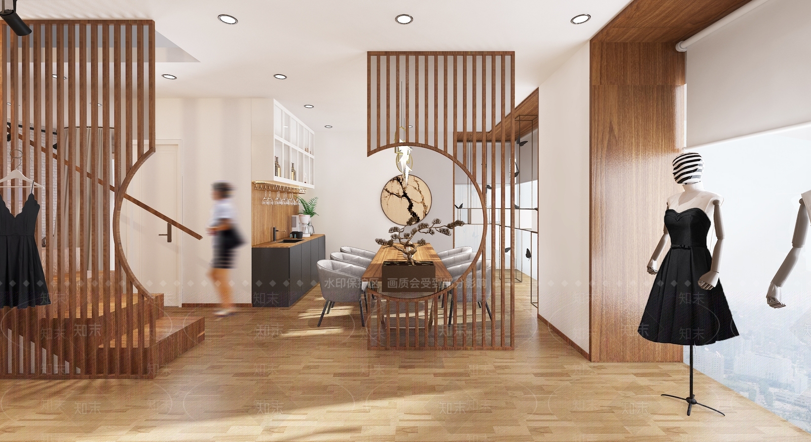 新中式服装店品茶会客区3D模型下载【ID:535493497】