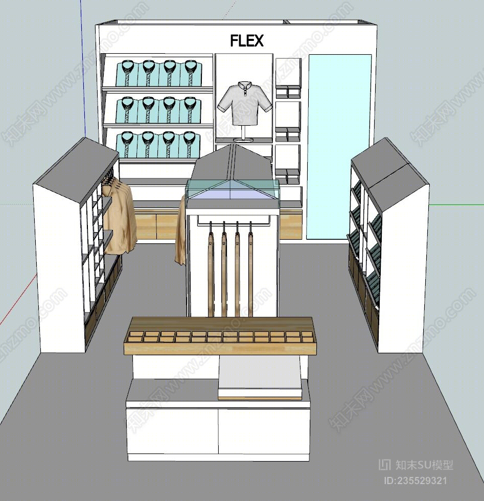 现代服装展厅模型SU模型下载【ID:235529321】