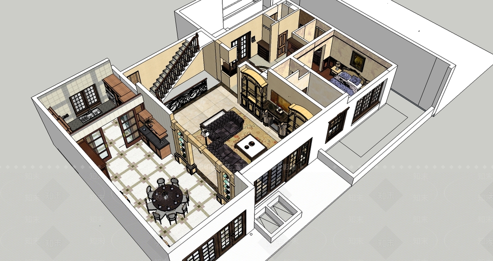 别墅室内模型SU模型下载【ID:935530902】