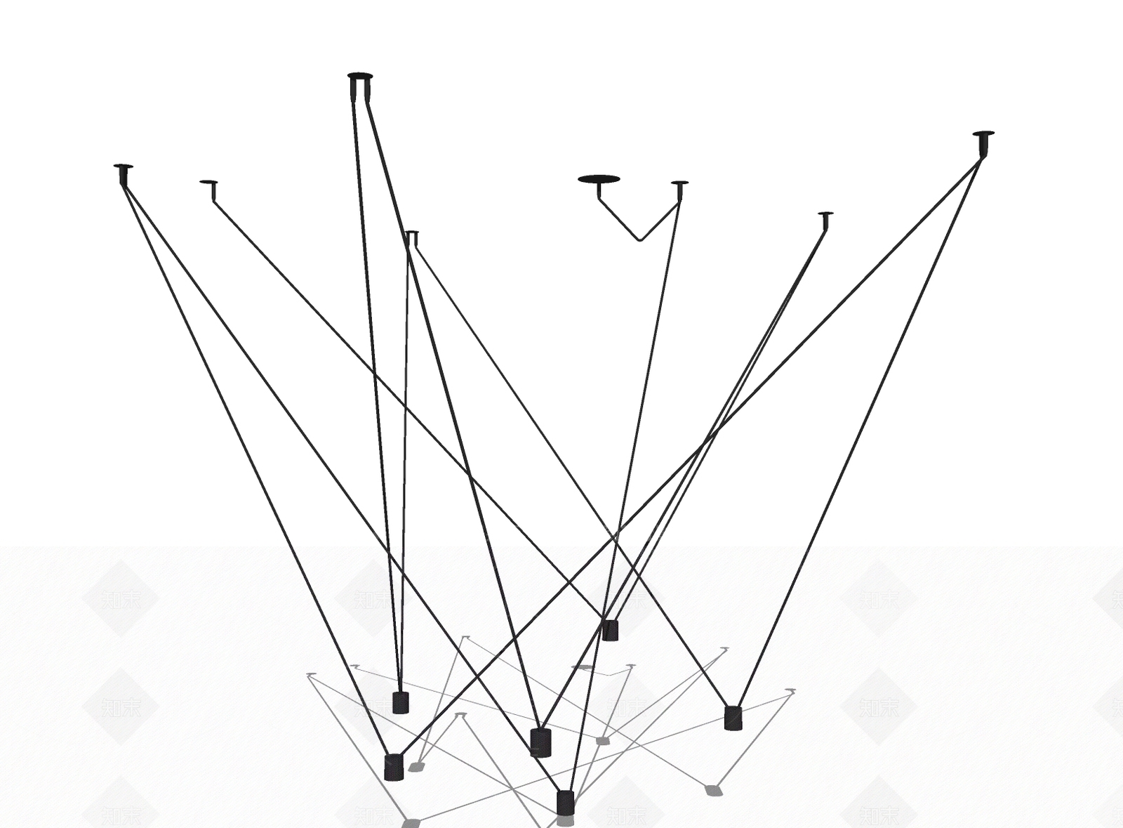 现代北欧室内吊灯灯具模型SU模型下载【ID:335541863】