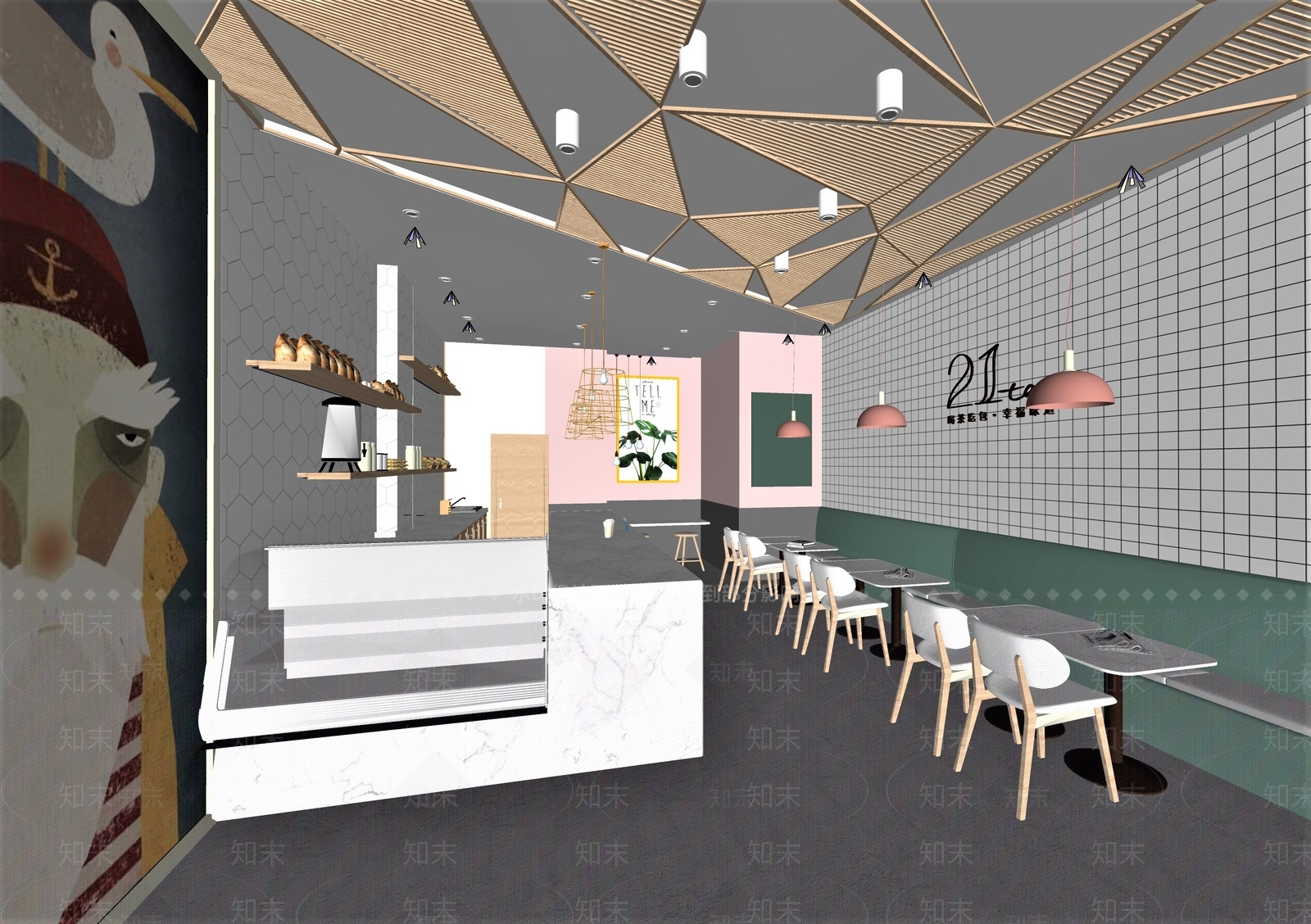 甜品店面包店烘焙店奶茶店SU模型下载【ID:935597457】