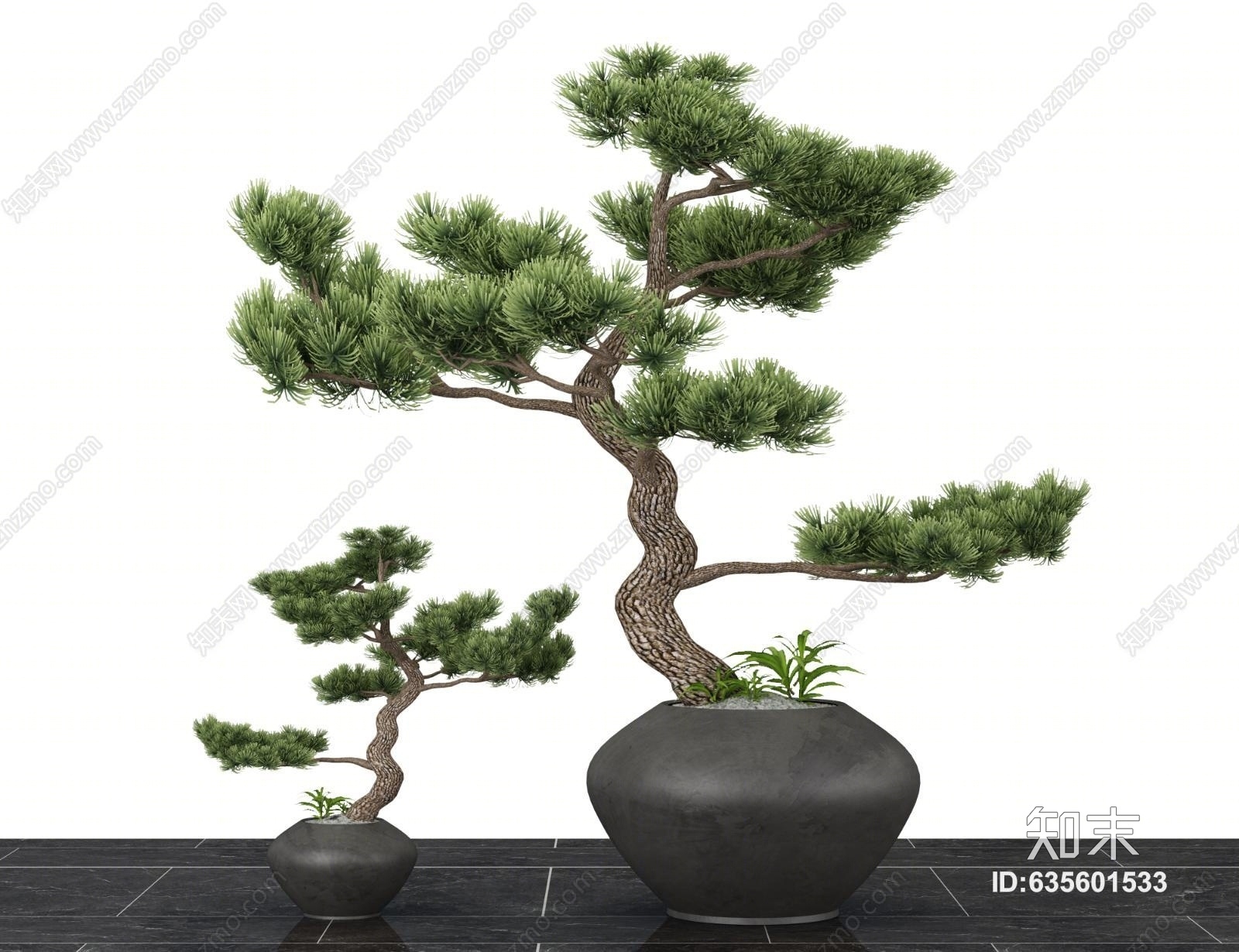 新中式盆栽植物摆件装饰品3D模型下载【ID:635601533】