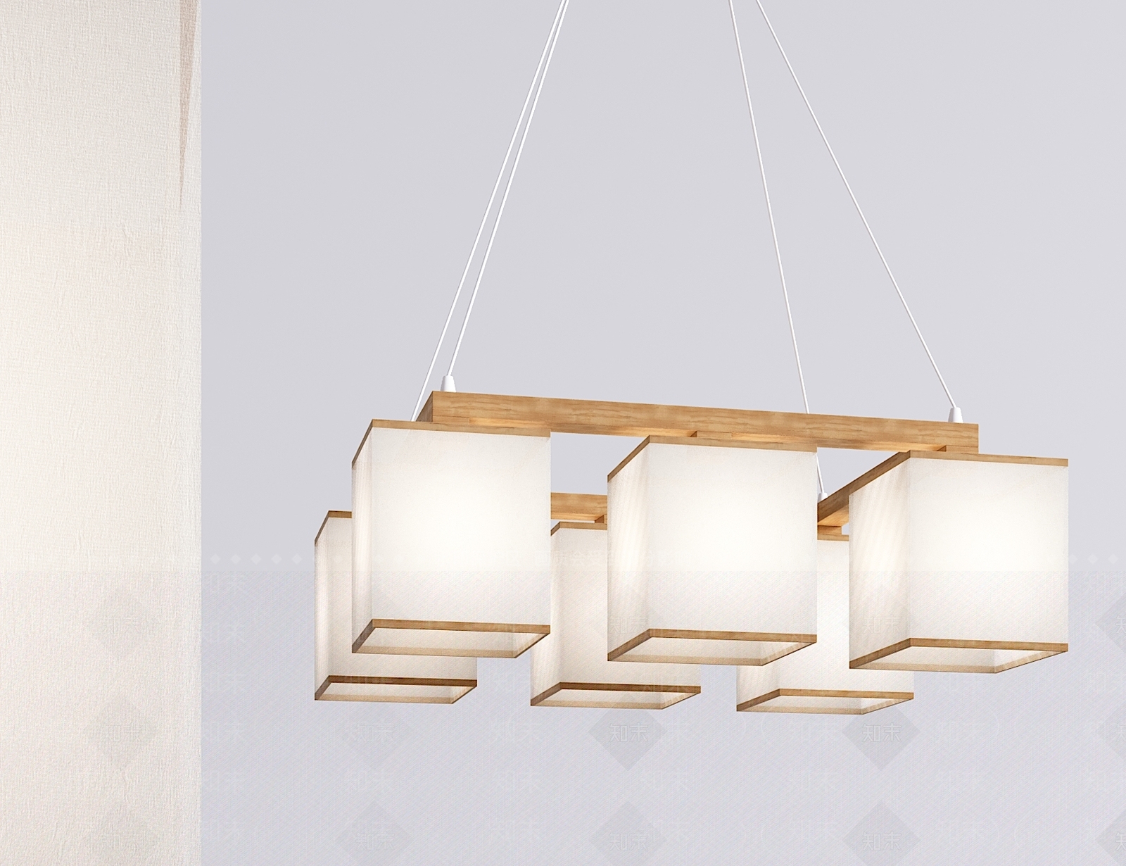 日式实木吊灯3D模型下载【ID:535605807】