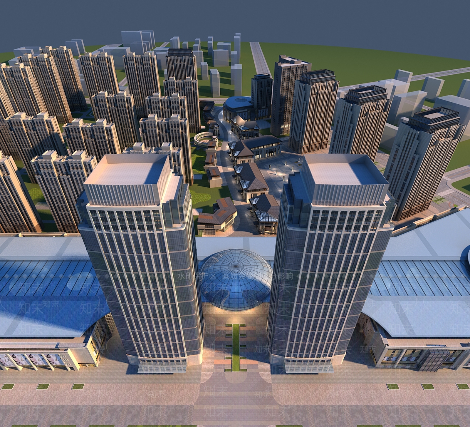 现代城市街道高楼大厦建筑3D模型下载【ID:535607432】