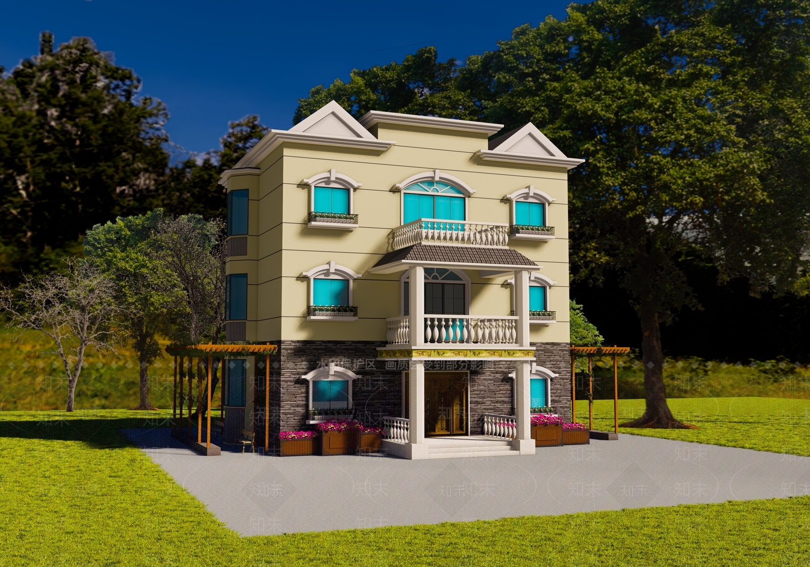 乡村自建别墅SU模型下载【ID:835612446】