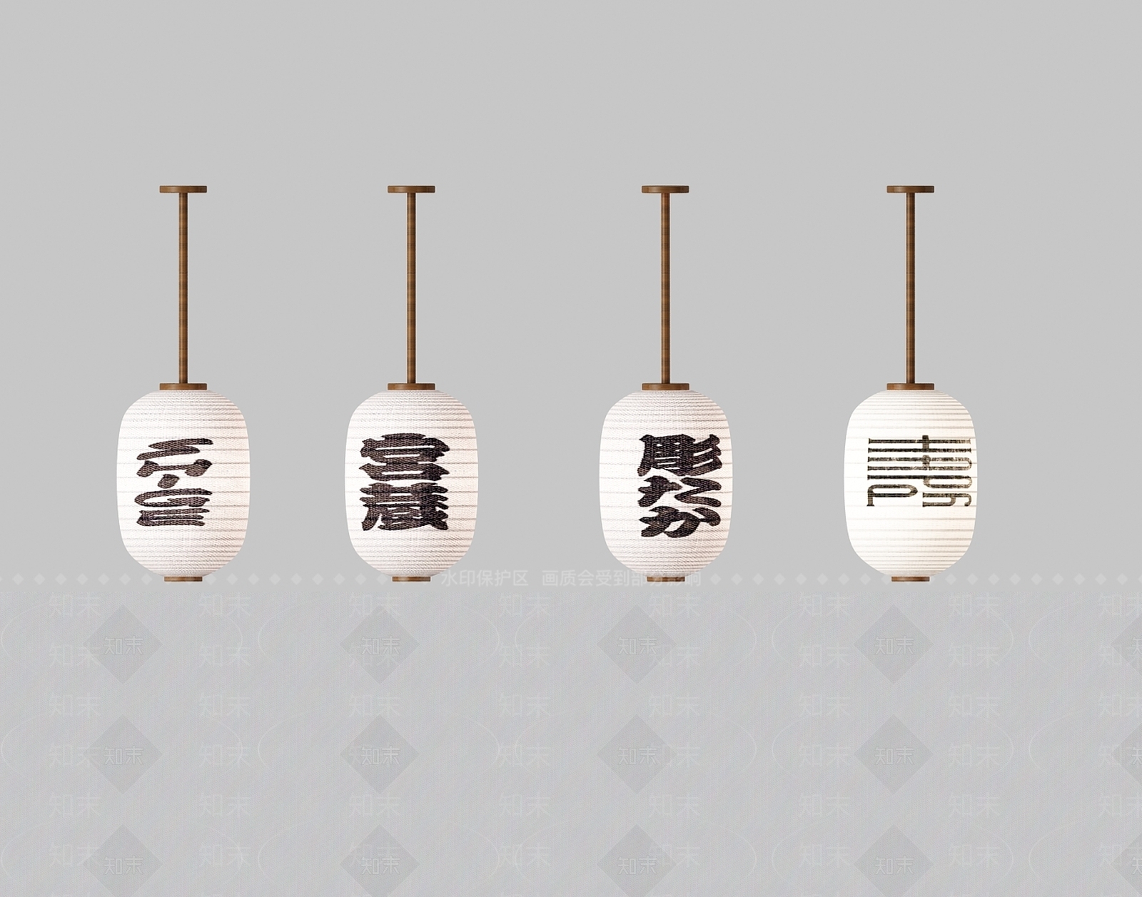 日式寿司店居酒屋灯笼吊灯组合3D模型下载【ID:435676994】