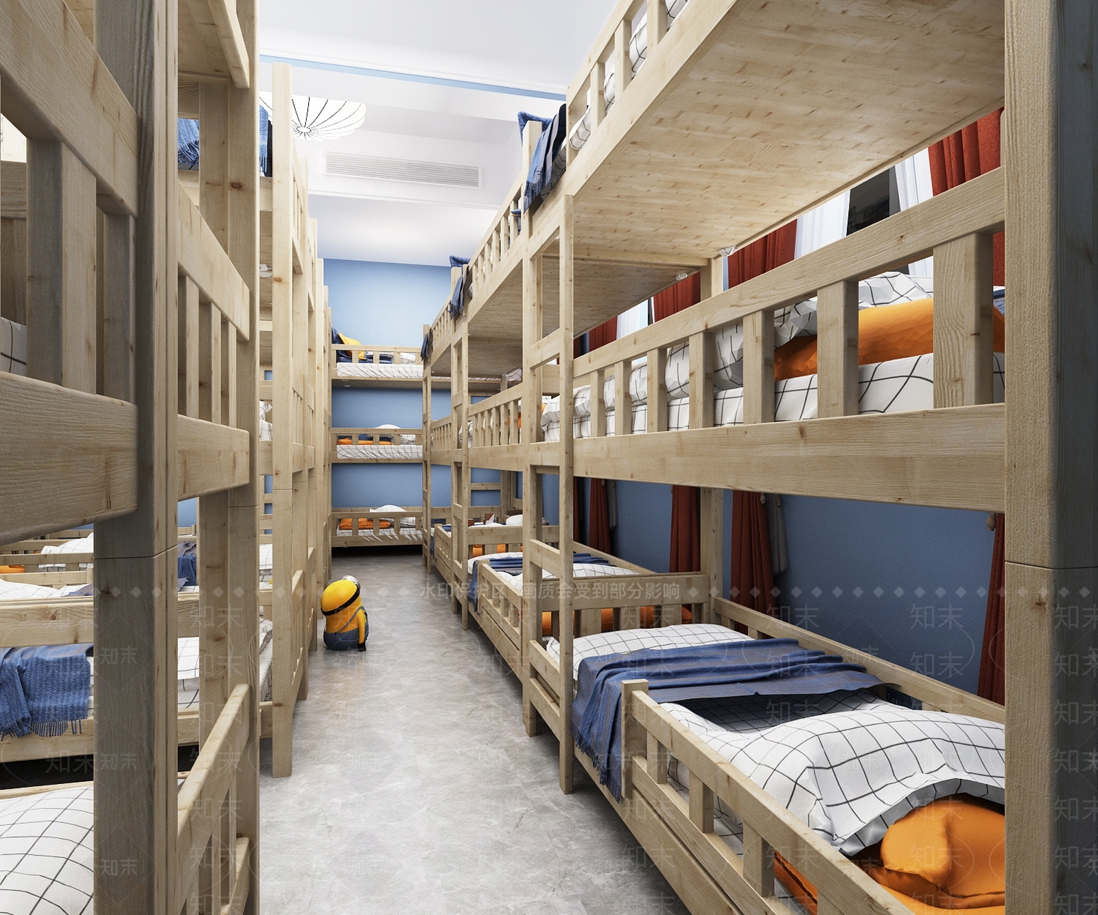 现代儿童房高低床男生宿舍3D模型下载【ID:235677798】