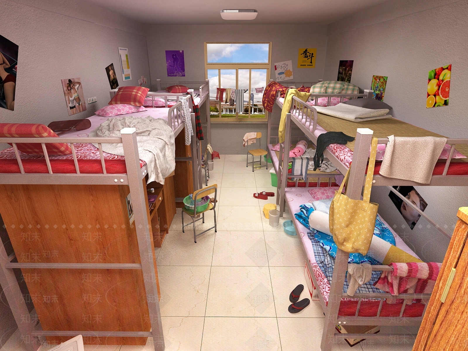 中式女生宿舍公寓学校3D模型下载【ID:435678341】