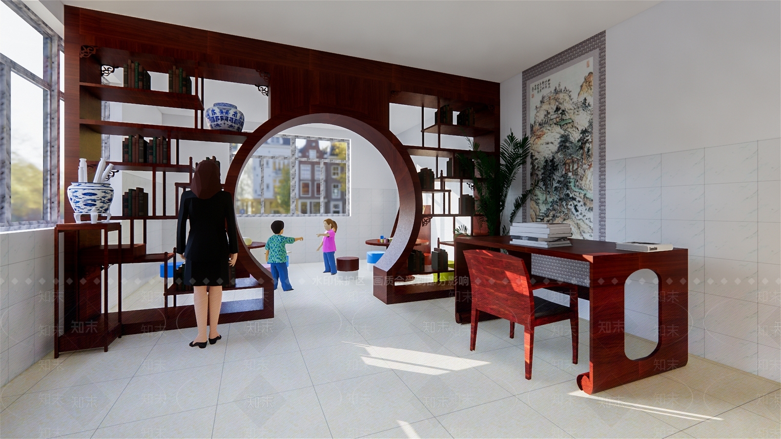中式书房SU模型下载【ID:335682677】