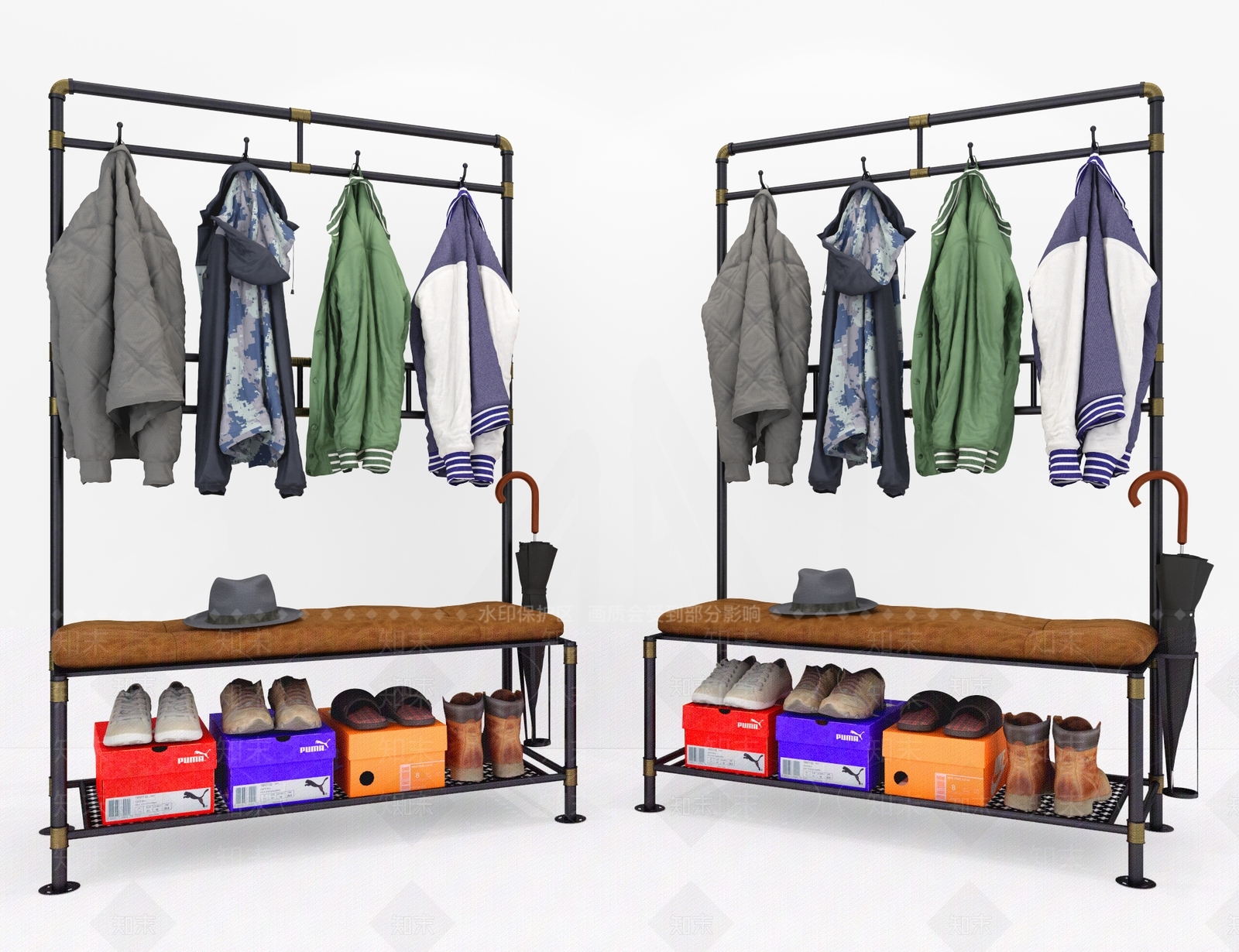 现代衣服展示架3D模型下载【ID:435721750】