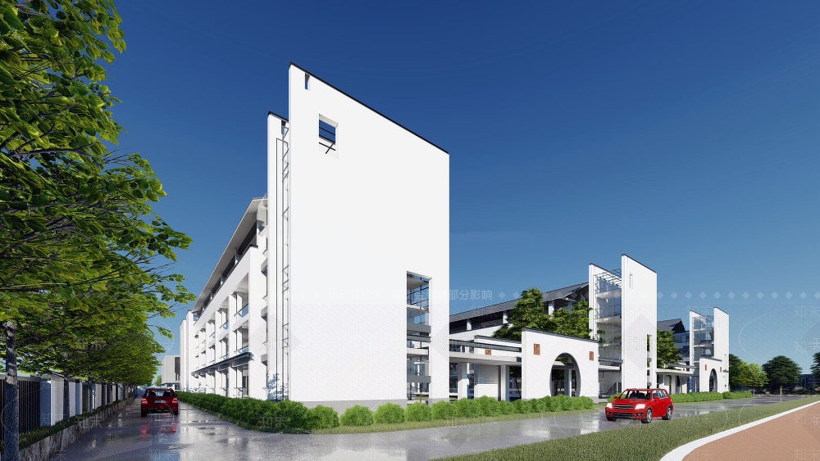 现代中小学建筑SU模型下载【ID:835722217】