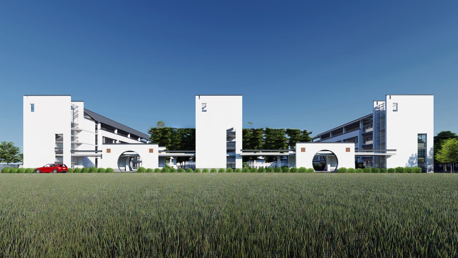 现代中小学建筑SU模型下载【ID:835722217】