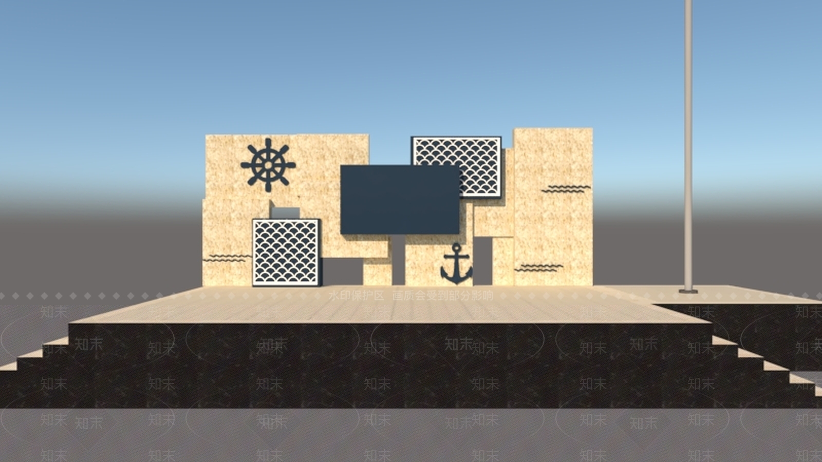 现代学校文化主席台SU模型下载【ID:835726218】