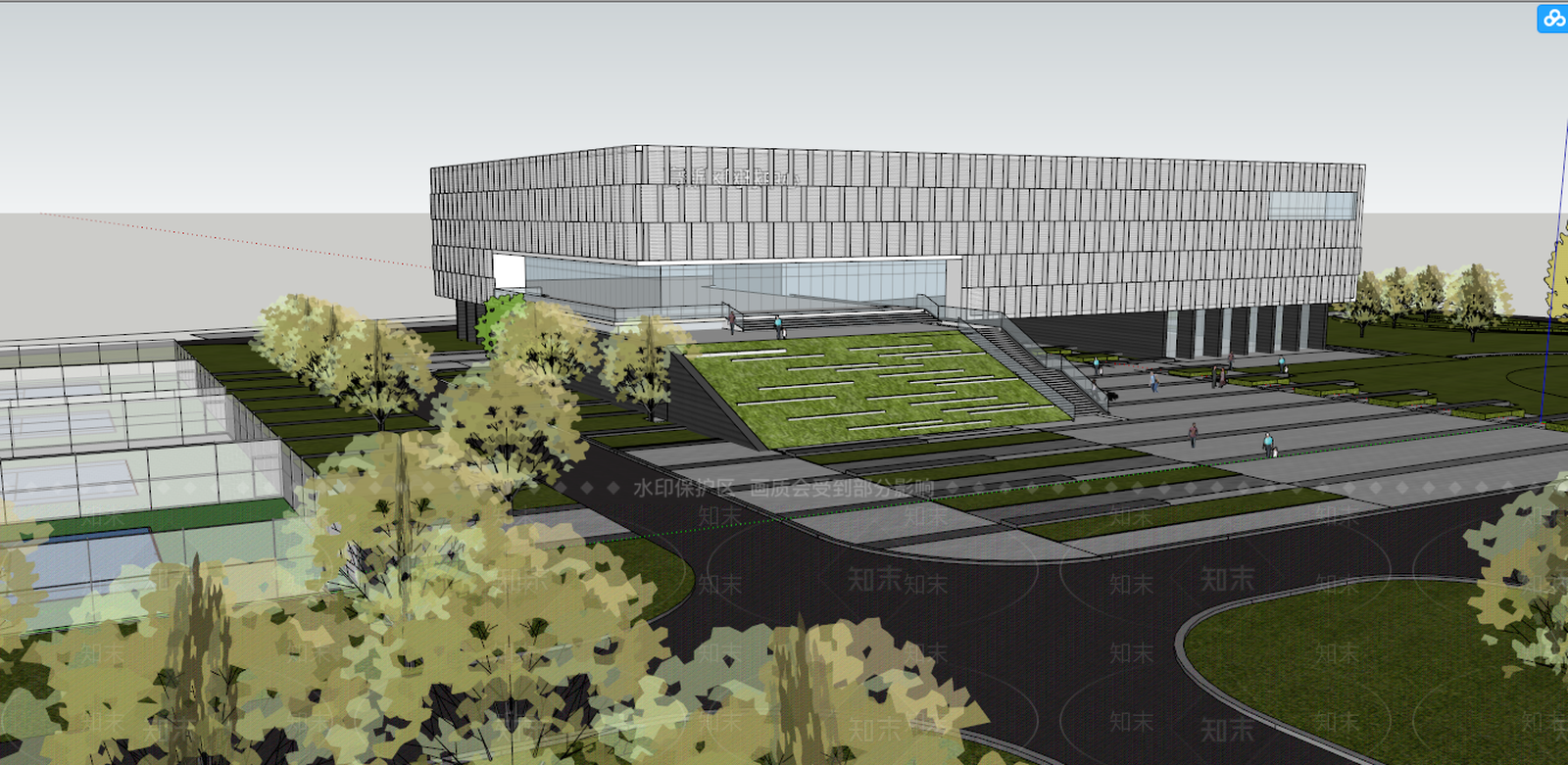 现代网球中心体育馆SU模型下载【ID:535726067】