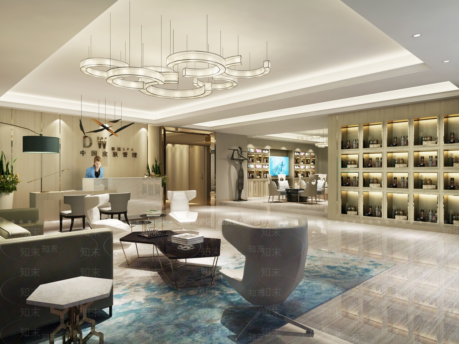 中式美容院大厅3D模型下载【ID:535744616】