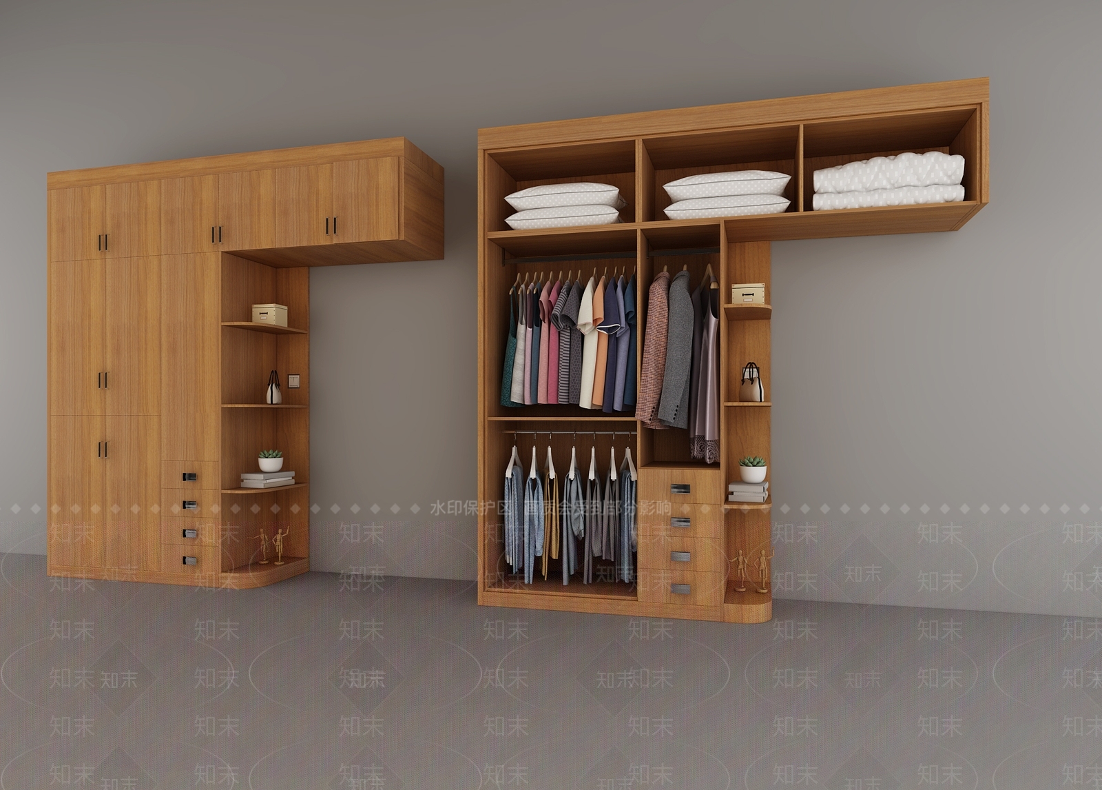 现代衣柜衣服装饰柜3D模型下载【ID:935757962】