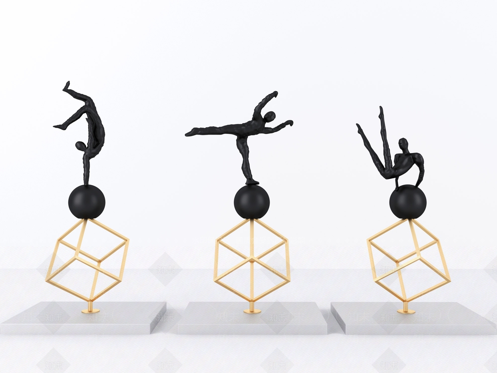 现代金属工艺品人物摆件3D模型下载【ID:635759603】