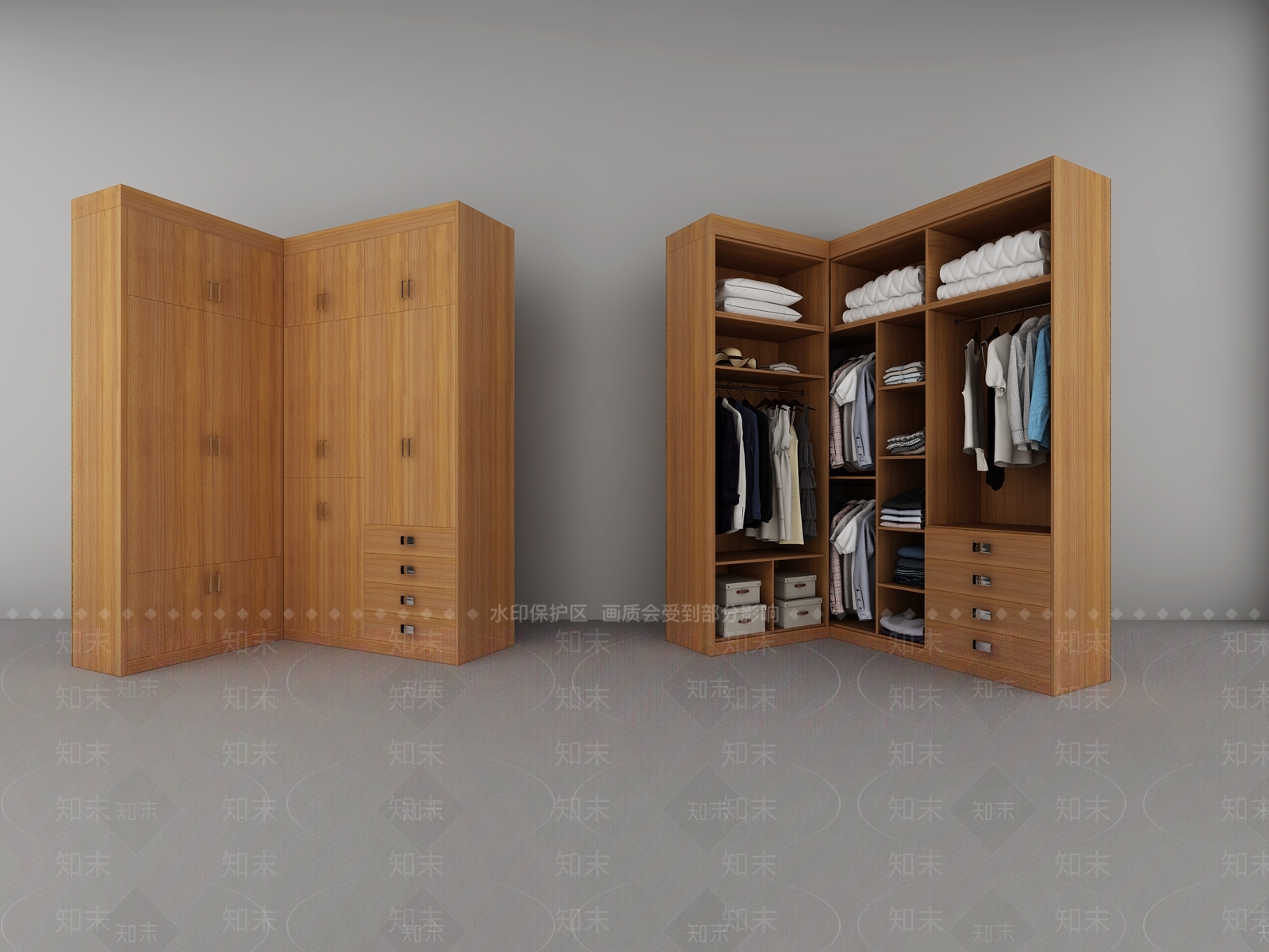 现代转角衣柜3D模型下载【ID:935760951】