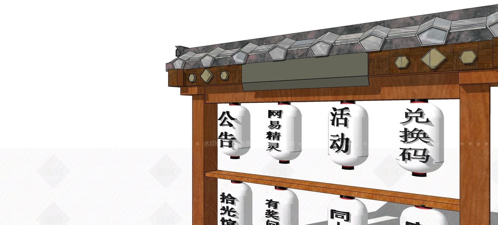 日式灯笼架子SU模型下载【ID:735766985】