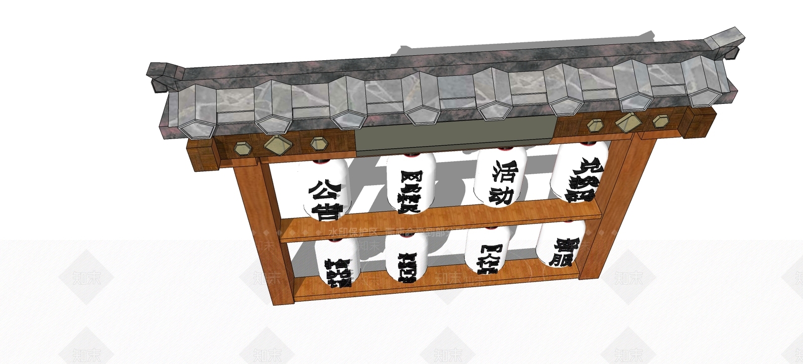 日式灯笼架子SU模型下载【ID:735766985】