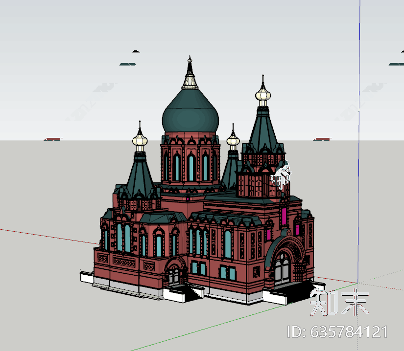 欧式索菲亚大教堂SU模型下载【ID:635784121】