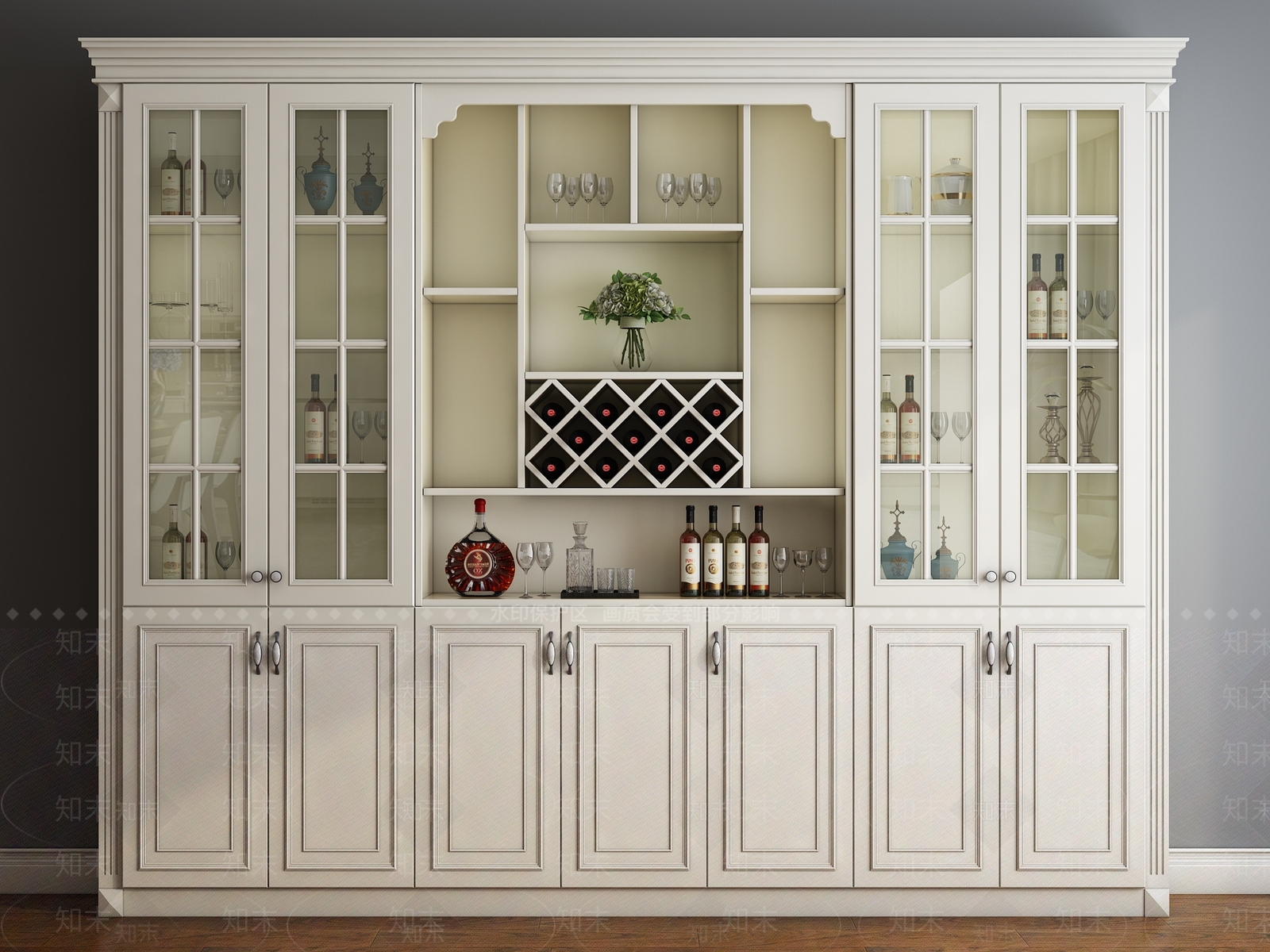 简欧酒柜模型3D模型下载【ID:935787056】