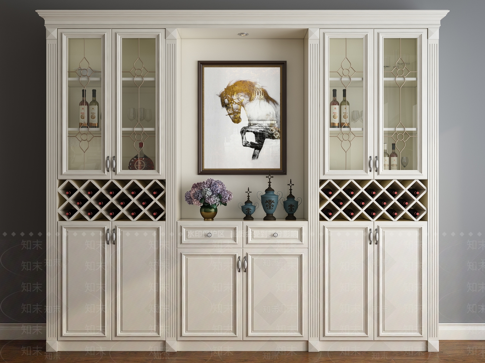简欧欧式酒柜模型3D模型下载【ID:935787060】