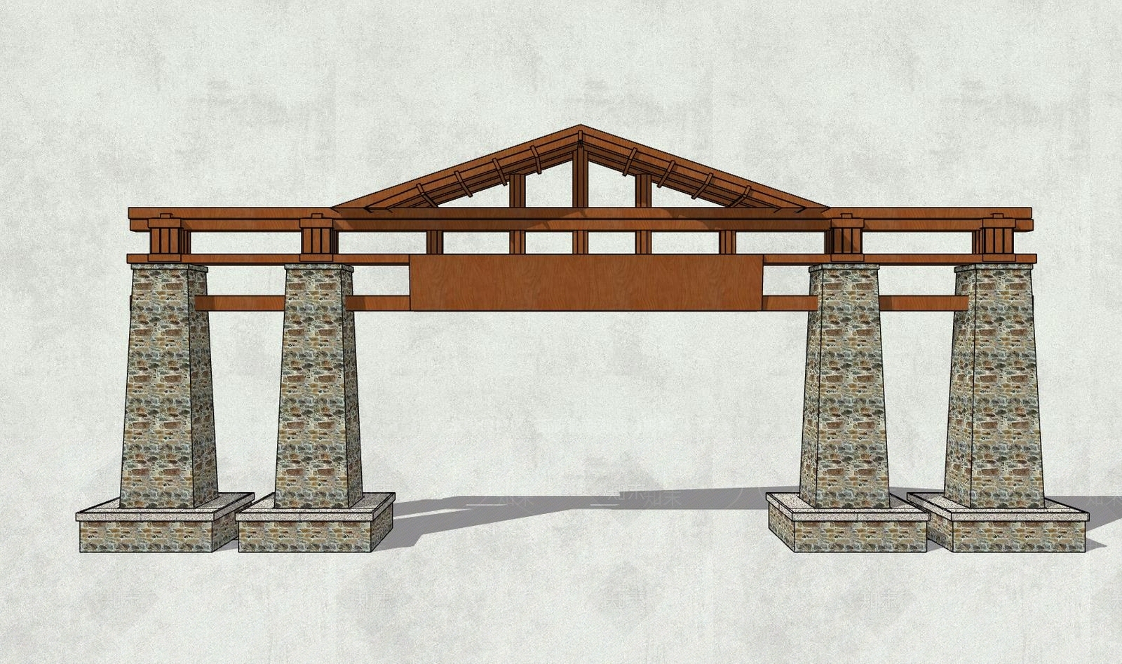 特色民族文化景观大门牌坊SU模型下载【ID:935800117】