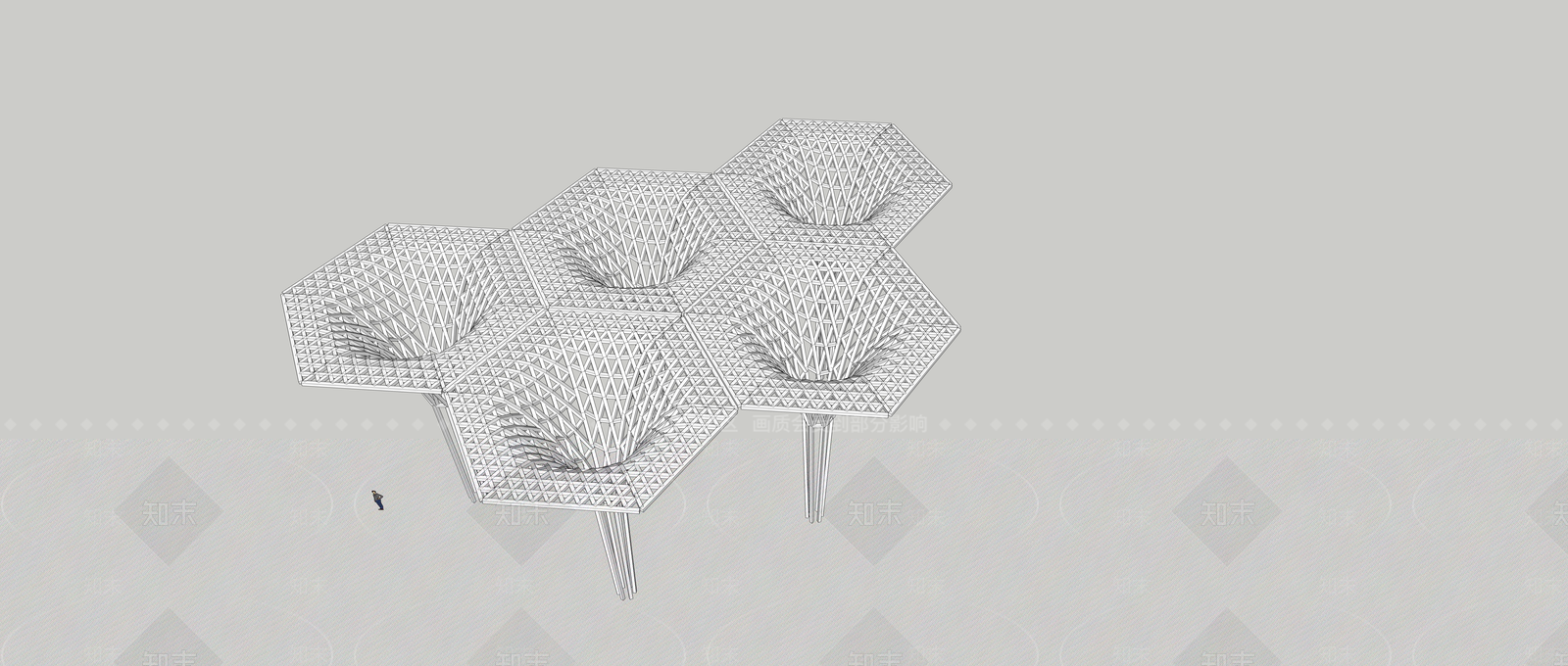 现代廊架SU模型草图