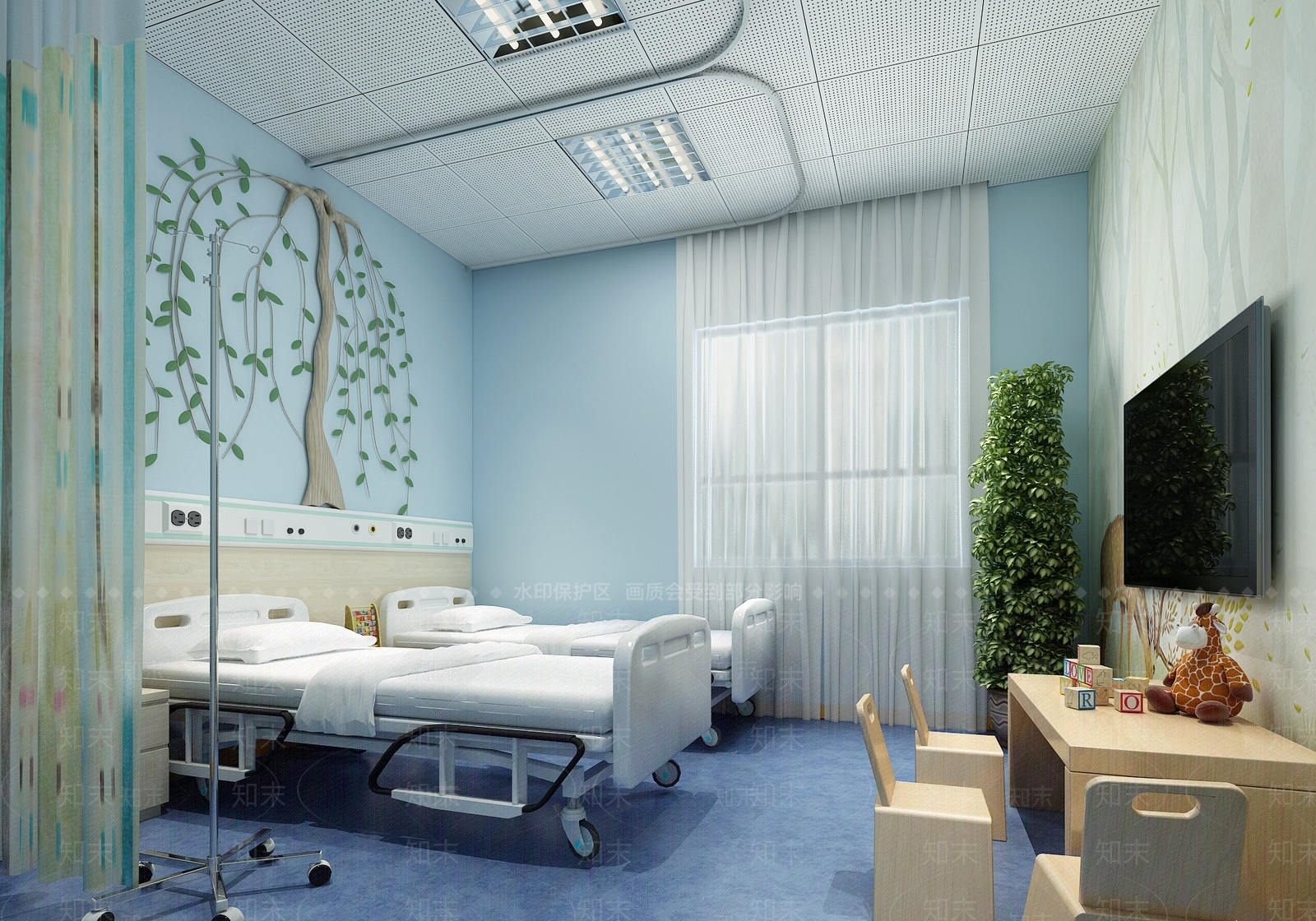 现代简约儿科医院病房3D模型下载【ID:935810658】