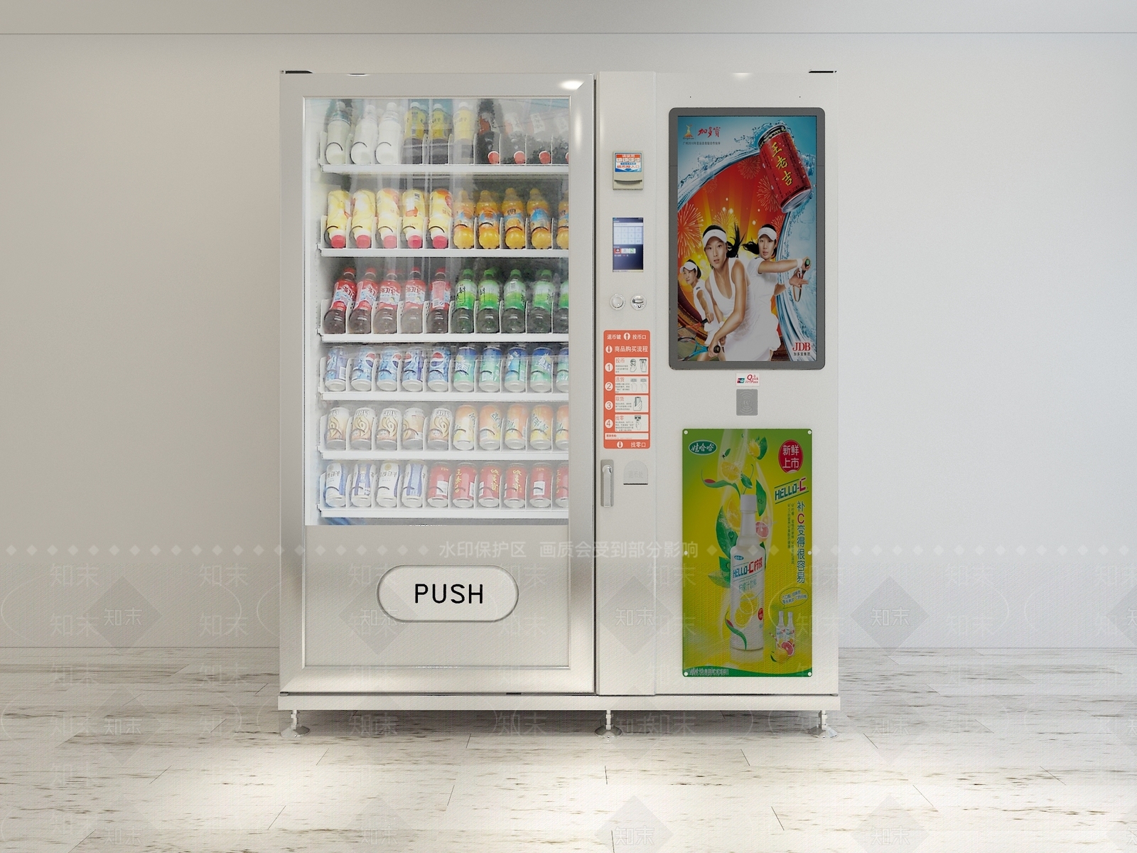 现代新款现代自动售货机液晶屏扫码取货机贩卖机3D模型下载【ID:135826270】