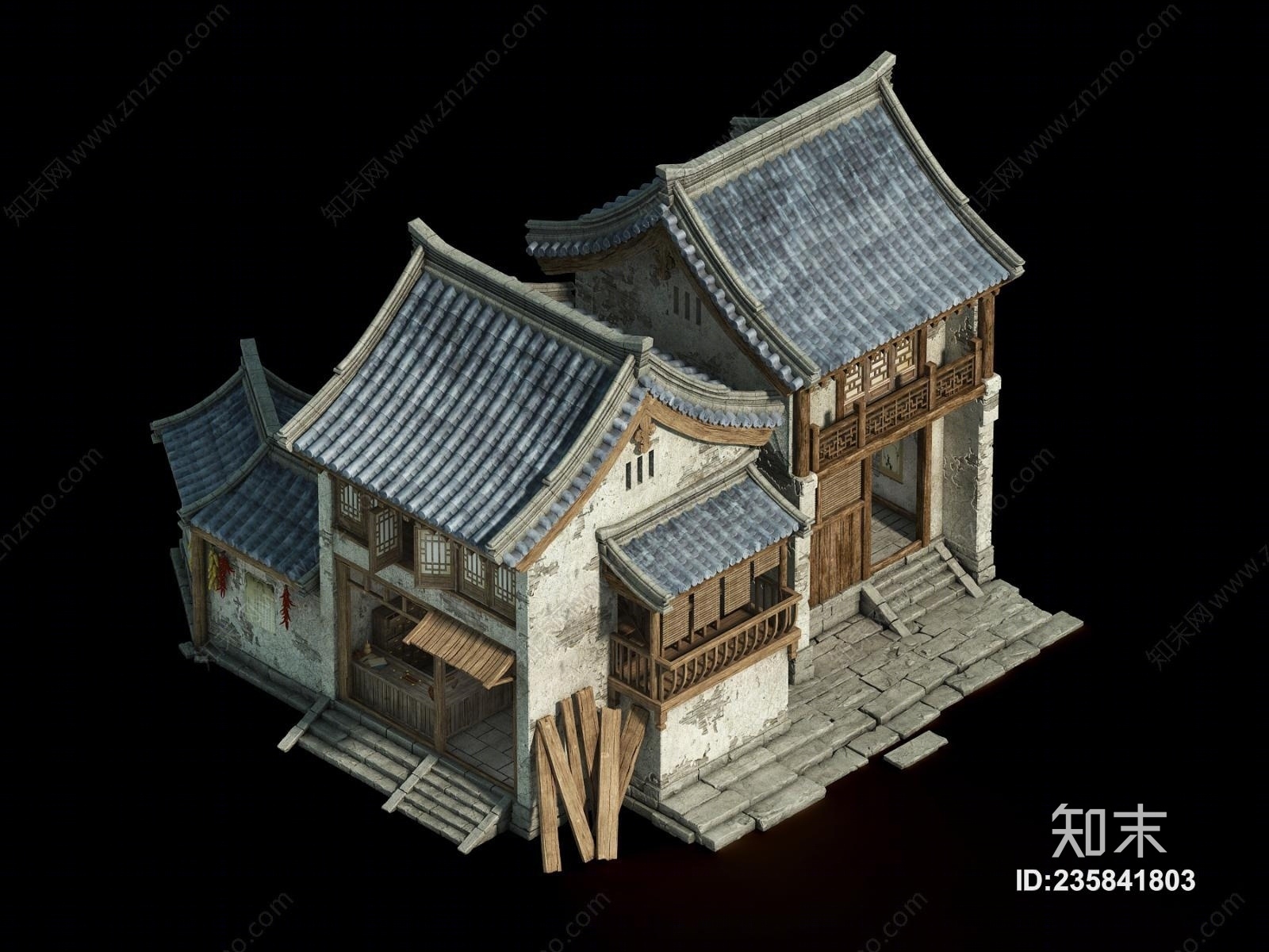 中式古建3D模型下载【ID:235841803】