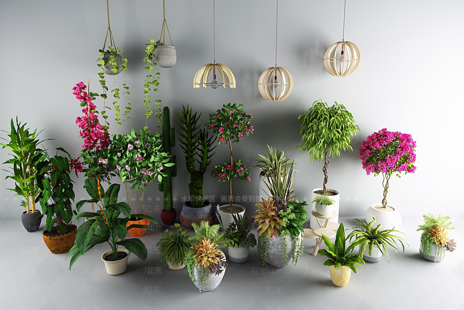 北欧盆栽植物绿植花草花园花卉多肉3D模型下载【ID:335844894】