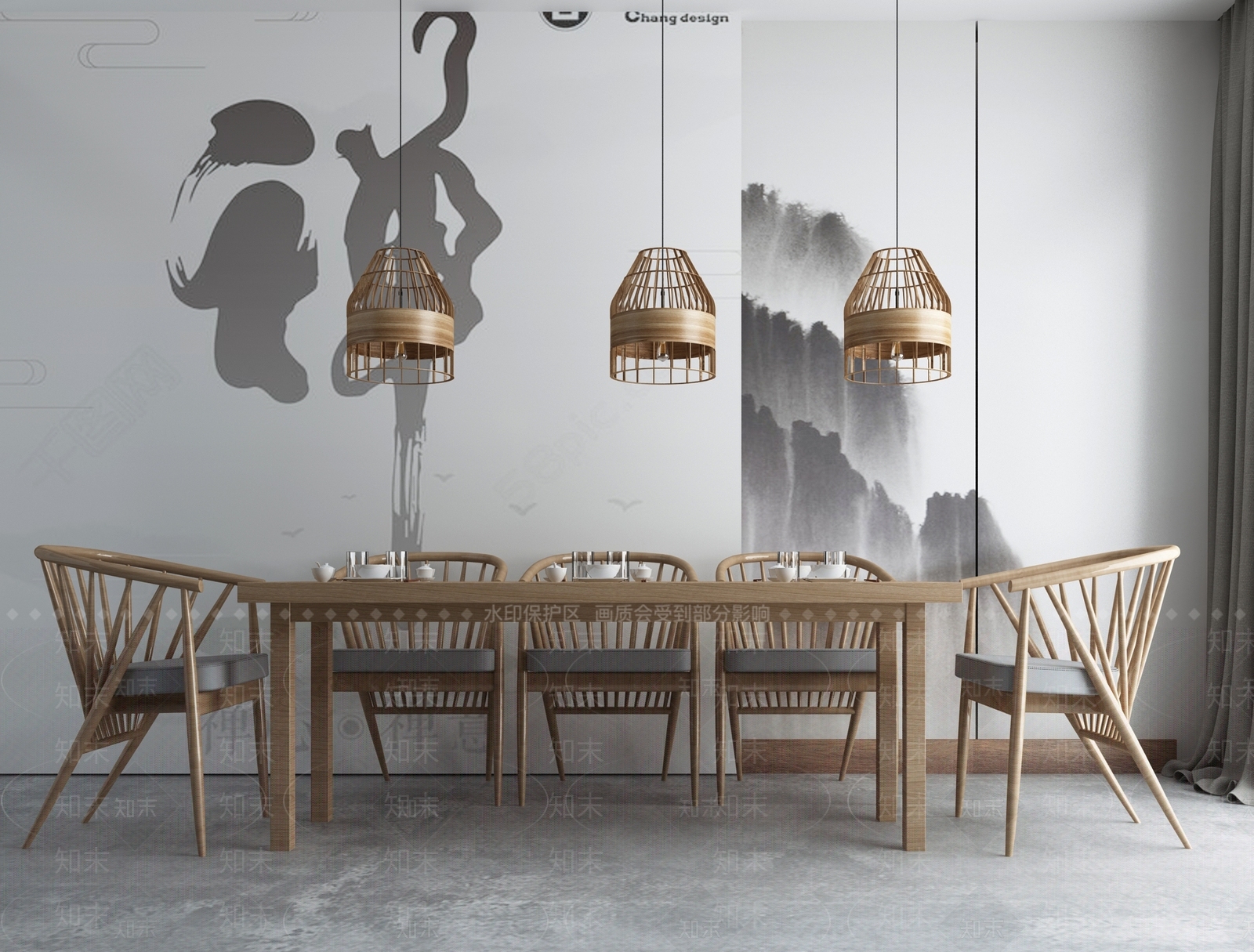 新中式禅意茶室茶楼品茶区3D模型下载【ID:135861904】