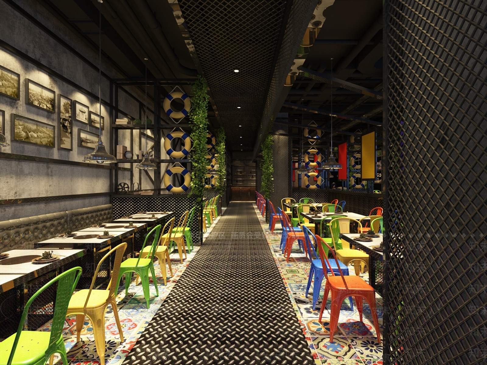 工业风餐饮店餐厅3D模型下载【ID:335927988】