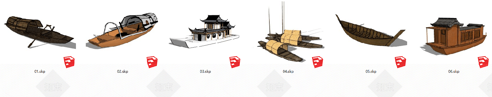 中式古代船伐SU模型下载【ID:635941443】